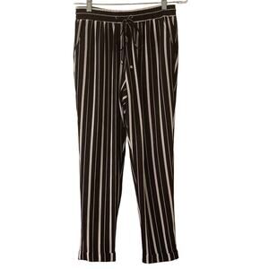 Be Cool Women's Black & White Striped Tie Waist Pants, Size Medium